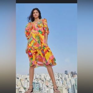 Farm rio toucan dress, never worn, nwt, size large. 100 percent cotton